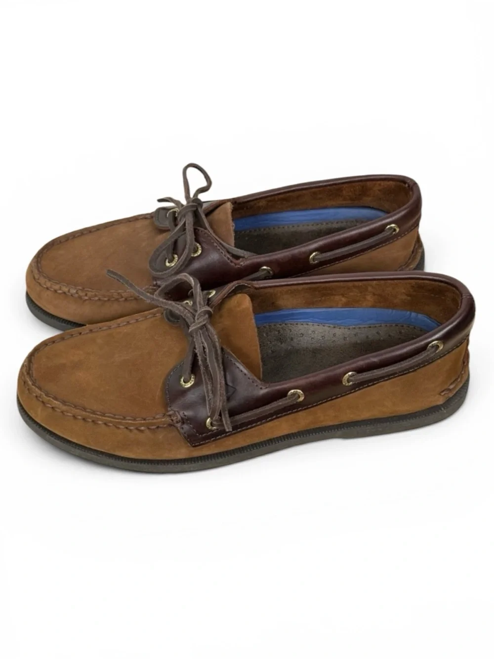 Sperry Top-Sider Men’s 2-Eye Brown Leather Boat Shoes – Size 10W